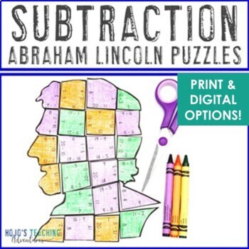 Preview of SUBTRACTION Presidents Day Crafts, Activities, or Games: Abraham Lincoln
