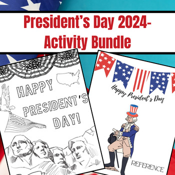 Preview of President's Day Activity Bundle- Coloring Poster, Pin the Hat/Flag, Reflection