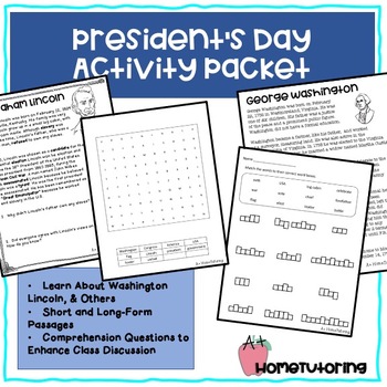 Preview of President's Day Activity Packet