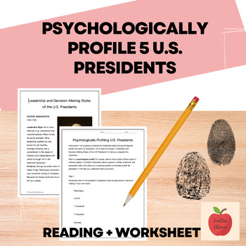 Preview of President's Day Activity- Psychologically Profiling 5 U.S. Presidents