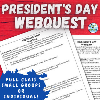 Preview of President's Day Activity WebQuest
