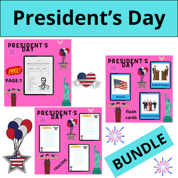 Preview of President’s Day BUNDLE Printable Worksheets Activities for kids