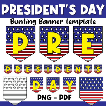 Preview of President's Day Banners and Bulletin Board | Pennant Bunting Classroom Decor