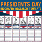 President’s Day Biography Research Template US History A4 