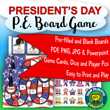 Preview of President's Day Board Game for Physical Education, Elementary