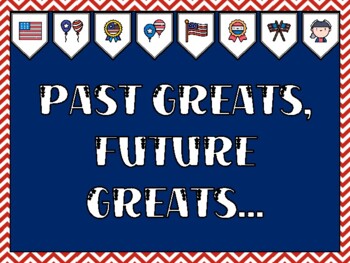 Preview of President's Day Bulletin Board Kit & Door Décor, PAST GREATS, FUTURE GREATS...