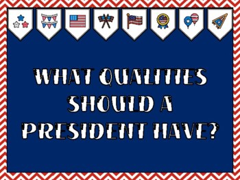 Preview of President's Day Bulletin Board Kit & Door Décor, WHAT QUALITIES SHOULD A ...