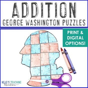 Preview of ADDITION Presidents Day Craft Math Worksheet Alternatives | George Washington