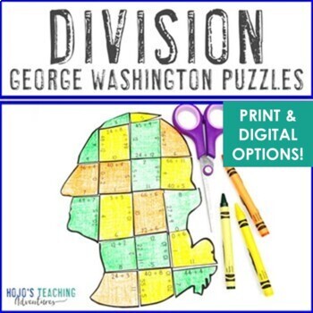 Preview of DIVISION President's Day Craft Math Games Activity Center | George Washington