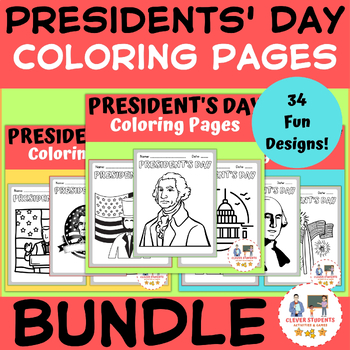 Preview of President's Day Coloring Pages | President's Day Coloring Sheets | BUNDLE