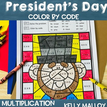 Preview of President's Day Coloring Pages Sheets Multiplication Color by Number Code