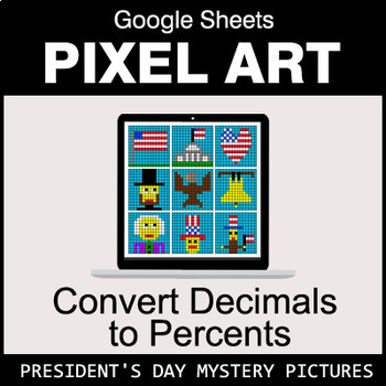 Preview of President's Day - Convert Decimals to Percents - Google Sheets Pixel Art