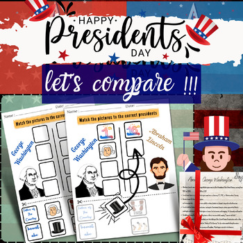 Preview of President's Day - Cut and Paste Practice Page + presidents Fact Card Set