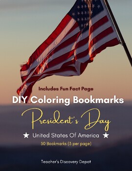 Preview of President's Day DIY Coloring Bookmarks w Fun Fact Page
