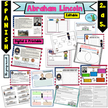 Preview of Presidents Day Activities Abraham Lincoln Biography Spanish Dia de los President