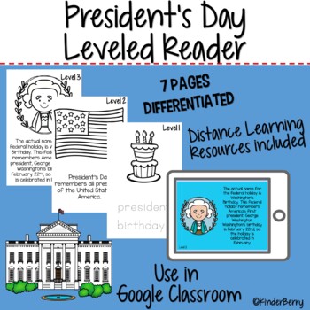 Preview of President's Day Differentiated Reader Print | Digital