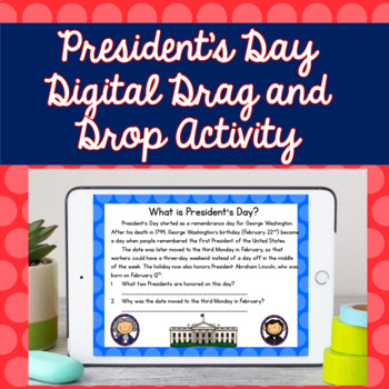 Preview of President's Day Digital Drag and Drop Activity for Google Classroom
