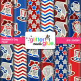 President's Day Digital Paper Clipart: 12 Backgrounds Clip