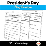 President's Day Activities Fill in the Blank Cloze Sentenc