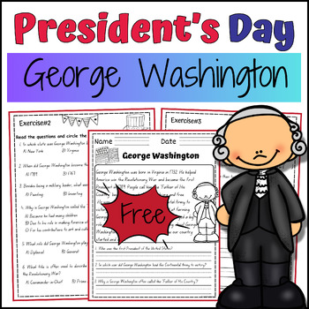 Preview of President's Day George Washington Biography Reading Comprehension & Activities