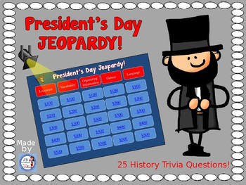 Preview of President's Day Jeopardy Game for Intermediate Grades