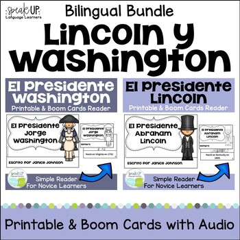 Preview of President’s Day Lincoln y Washington Readers | Print & Boom Cards | Bilingual