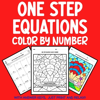 Preview of President's Day Math Coloring: One-step Equations 6th 7th 8th Grades