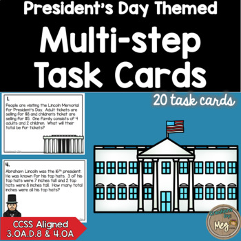 Preview of President's Day Math: Multi-Step Word Problems for Third & Fourth Grade