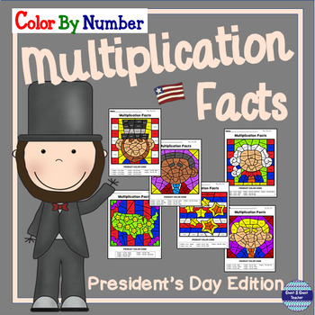 Preview of President's Day Math | Multiplication Color By Number