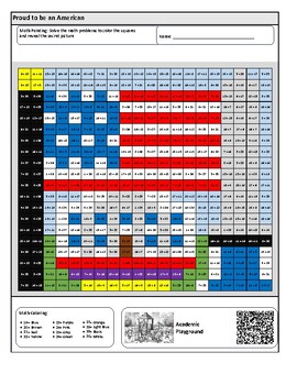 Preview of President's Day Math Secret Image Color-by-Code Worksheet (Two-Digit Addition)