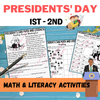 Preview of President’s Day Math and Literacy Activities, Math Center First Second Grade