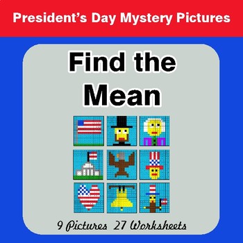 President's Day: Mean (Average) - Color-By-Number Math Mystery Pictures