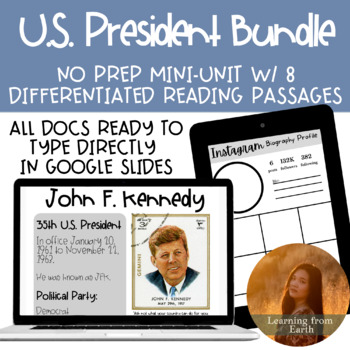 Preview of U.S. President Biographies Bundle | Interactive Reading Passages + Writing