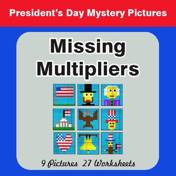 President's Day: Missing Multipliers - Color-By-Number Math Mystery Pictures
