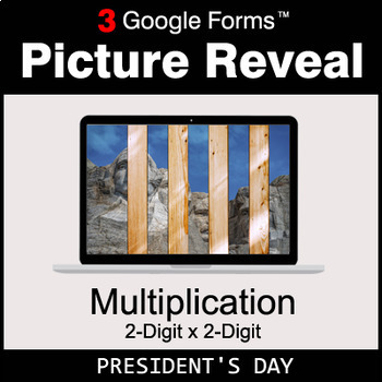 Preview of President's Day: Multiplication 2-Digit by 2-Digit - Google Forms Math Game