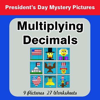 President's Day: Multiplying Decimals - Color-By-Number Math Mystery Pictures