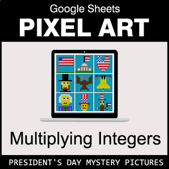 Preview of President's Day - Multiplying Integers - Google Sheets Pixel Art