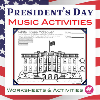 Preview of President's Day Music Worksheets, Activities, and Coloring