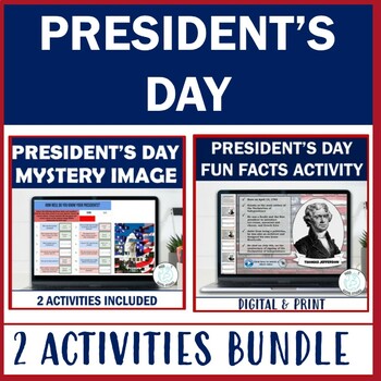 Preview of President's Day Mystery Image Self-Checking and Fun Facts Activities BUNDLE