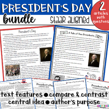 Preview of President's Day Nonfiction Article & Questions Bundle