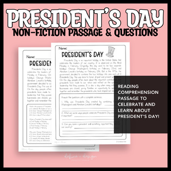 Preview of President's Day Nonfiction Passage & Questions FREEBIE