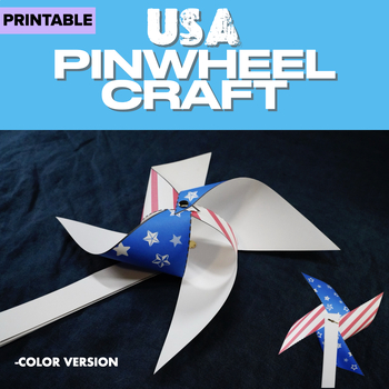 Preview of Memorial Day Pinwheel Craft, USA Flags