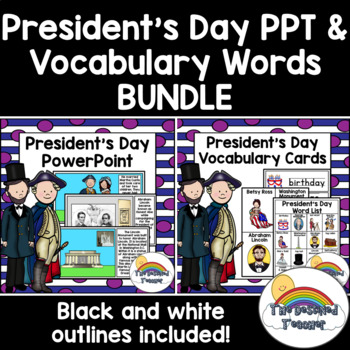 Preview of President's Day PowerPoint & Vocabulary Words BUNDLE | President's Day PPT