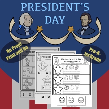 Preview of President’s Day Printables | Preschool Kindergarten 1st Grade | CVC Counting