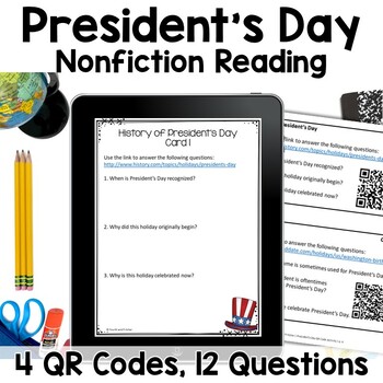 Preview of President's Day QR Code Activity| Nonfiction Reading | Digital |