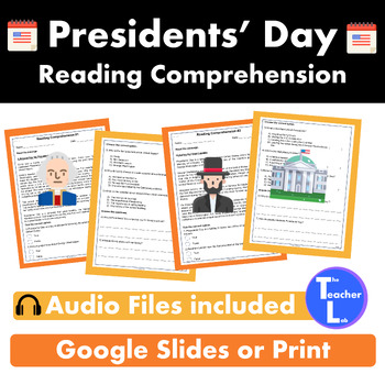 Preview of President's Day Reading Comprehension Passages and Questions 2nd, 3rd Grade
