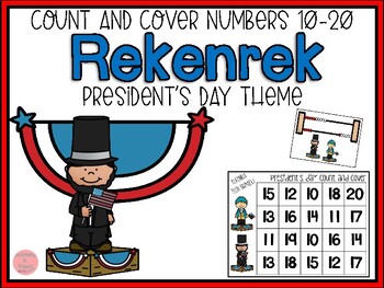 Preview of President's Day Rekenrek Count and Cover Numbers 10-20