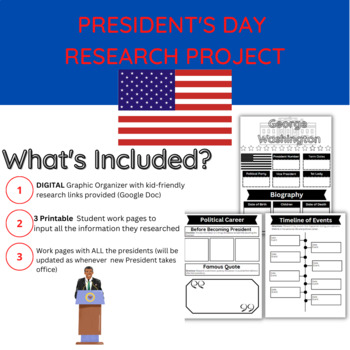 Preview of President's Day Research Project- US Presidents