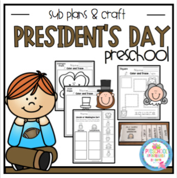 Preview of President's Day Shapes Sub Plans and Craft