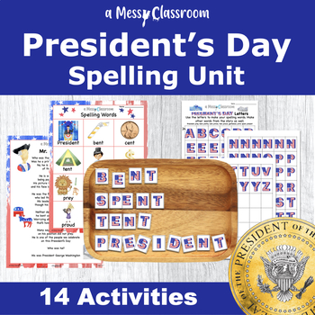 Preview of President’s Day Spelling, Phonics, & Poetry consonant blend pr- & -ent Pattern